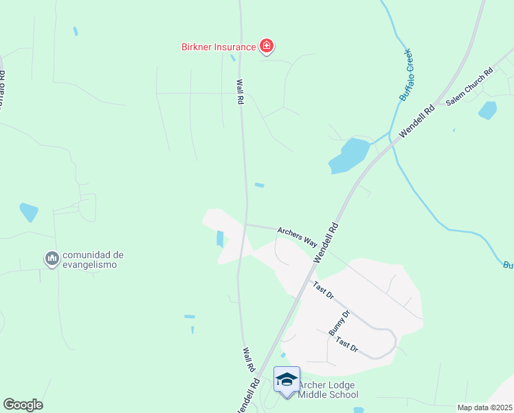 map of restaurants, bars, coffee shops, grocery stores, and more near 508 Wall Road in Wendell