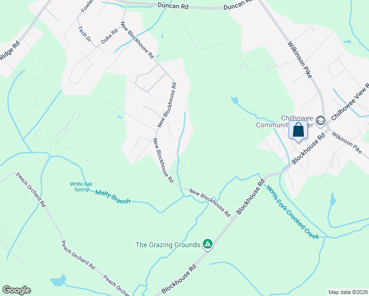map of restaurants, bars, coffee shops, grocery stores, and more near 2937 New Blockhouse Road in Maryville