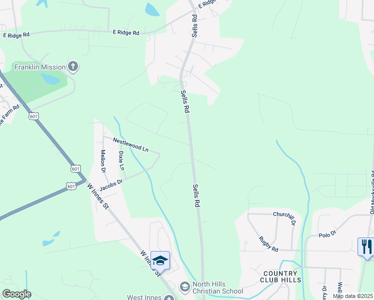 map of restaurants, bars, coffee shops, grocery stores, and more near 115 Greenway Drive in Salisbury