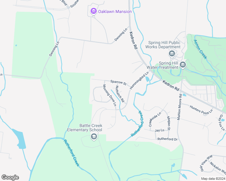 map of restaurants, bars, coffee shops, grocery stores, and more near 6003 Raven Court in Spring Hill