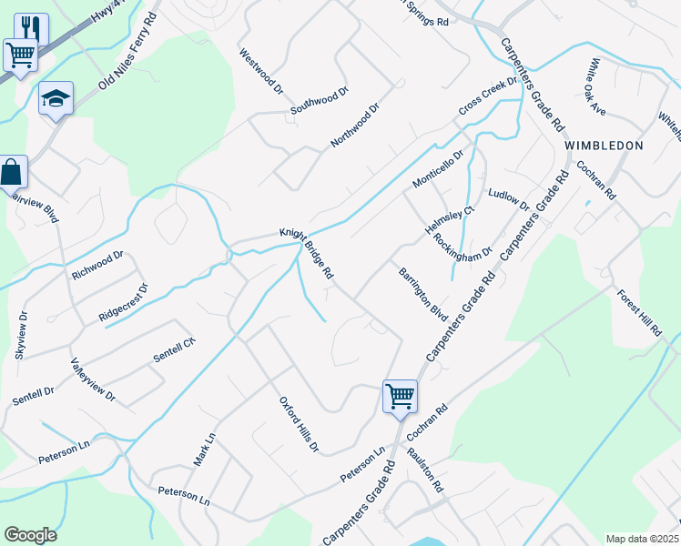 map of restaurants, bars, coffee shops, grocery stores, and more near 816 Knight Bridge Road in Maryville