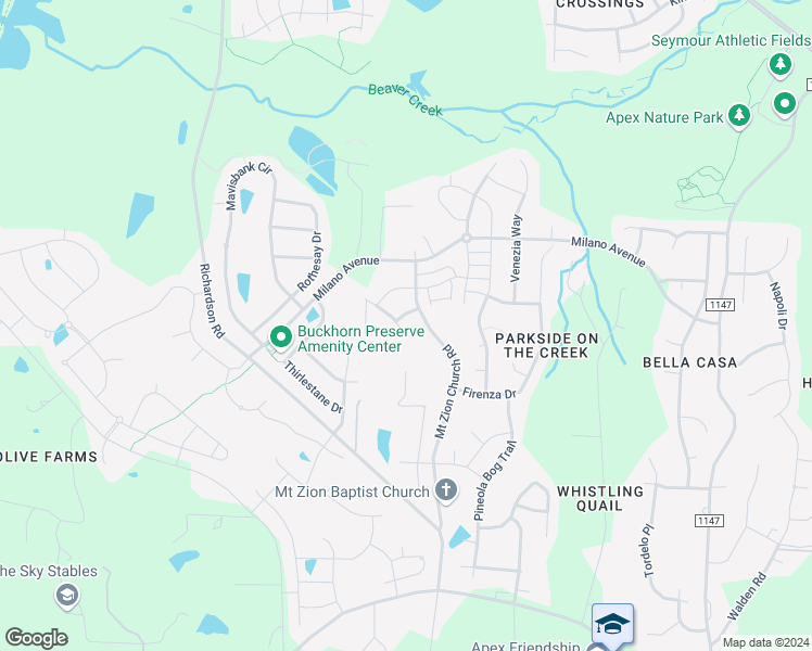map of restaurants, bars, coffee shops, grocery stores, and more near 1905 Blue Jay Point in Apex