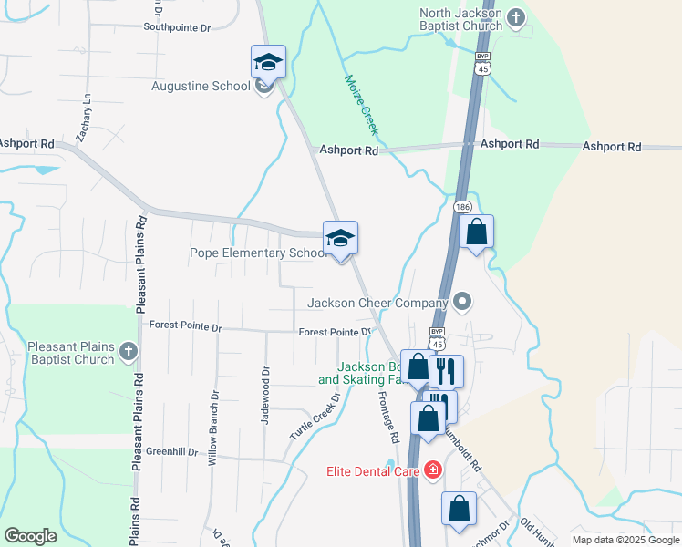 map of restaurants, bars, coffee shops, grocery stores, and more near 1071 Old Humboldt Road in Jackson