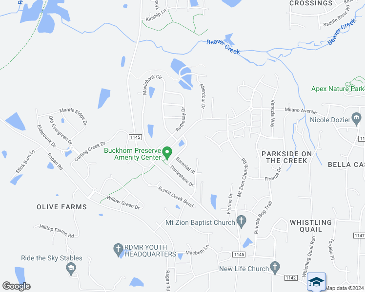 map of restaurants, bars, coffee shops, grocery stores, and more near 1936 Stanlake Drive in Apex