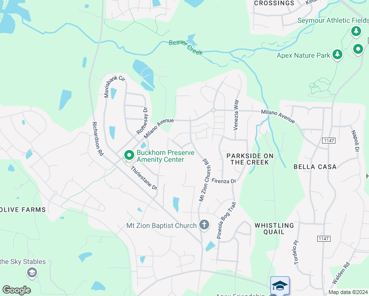 map of restaurants, bars, coffee shops, grocery stores, and more near 1901 Blue Jay Point in Apex