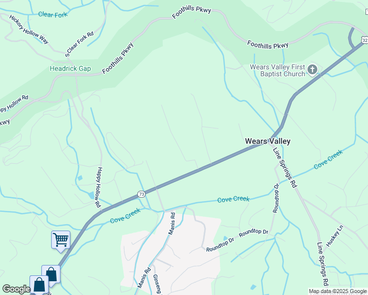 map of restaurants, bars, coffee shops, grocery stores, and more near 3140 Stinnett Drive in Sevierville