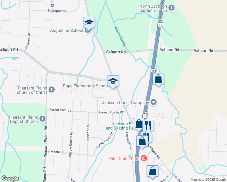 map of restaurants, bars, coffee shops, grocery stores, and more near 1071 Old Humboldt Road in Jackson