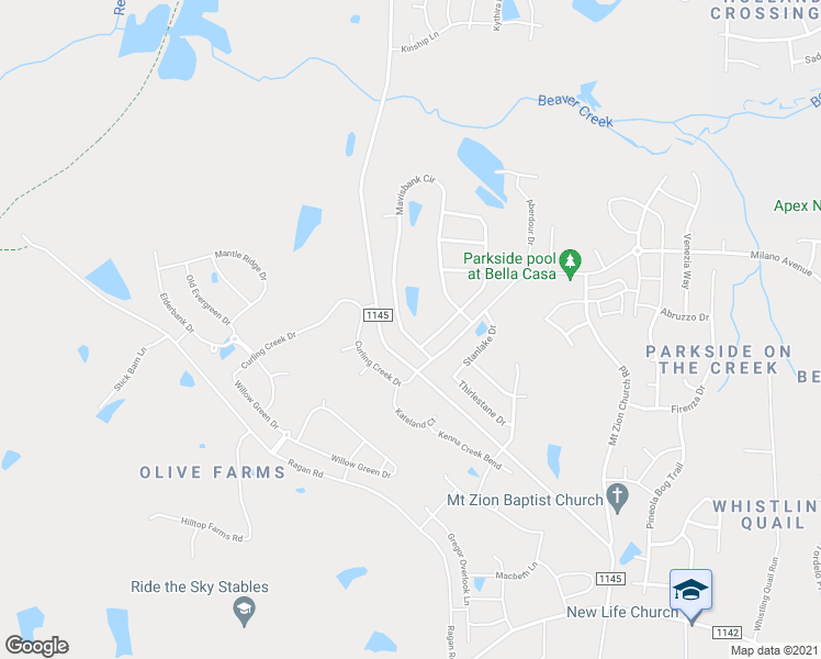 map of restaurants, bars, coffee shops, grocery stores, and more near 3171 Mavisbank Circle in Apex