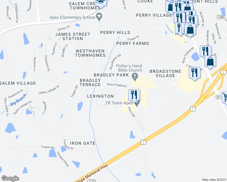map of restaurants, bars, coffee shops, grocery stores, and more near 852 Lexington Pointe Lane in Apex