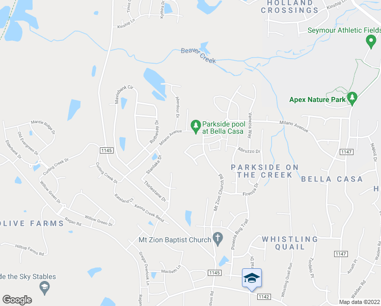 map of restaurants, bars, coffee shops, grocery stores, and more near 1885 Blue Jay Point in Apex