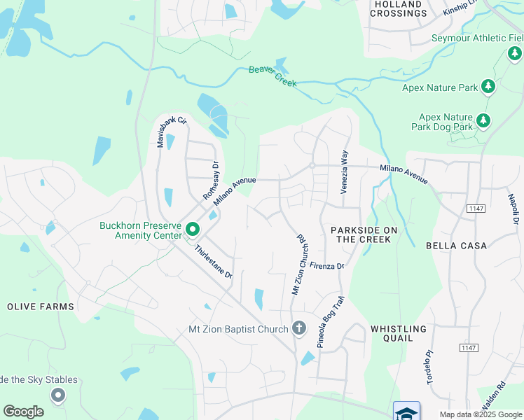 map of restaurants, bars, coffee shops, grocery stores, and more near 1885 Blue Jay Point in Apex