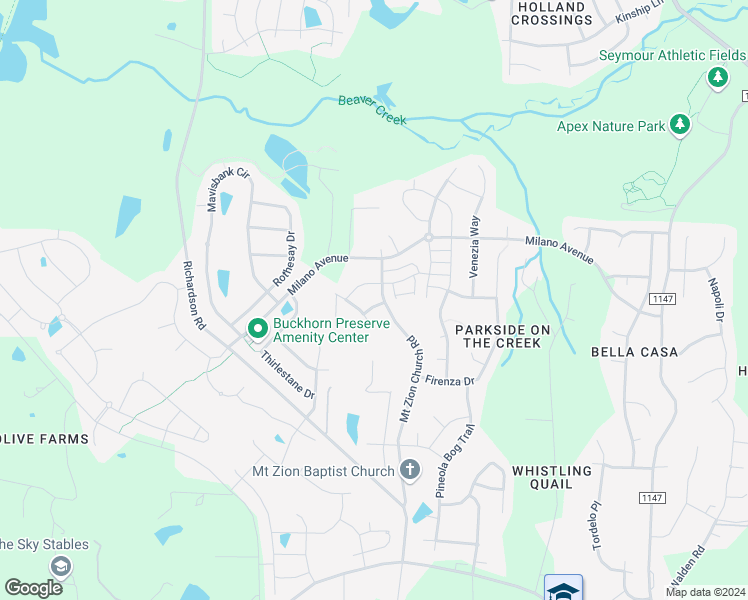 map of restaurants, bars, coffee shops, grocery stores, and more near 2804 Crowders Ridge Lane in Apex