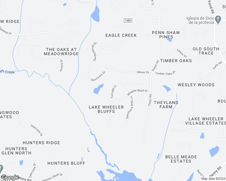 map of restaurants, bars, coffee shops, grocery stores, and more near 2328 Toll Mill Court in Raleigh