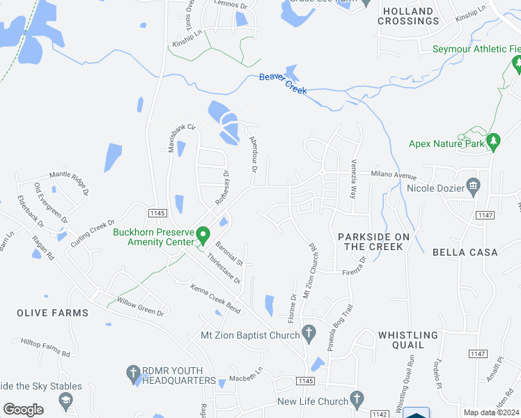 map of restaurants, bars, coffee shops, grocery stores, and more near 1867 Blue Jay Point in Apex