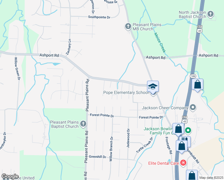 map of restaurants, bars, coffee shops, grocery stores, and more near 1086 Ashport Road in Jackson