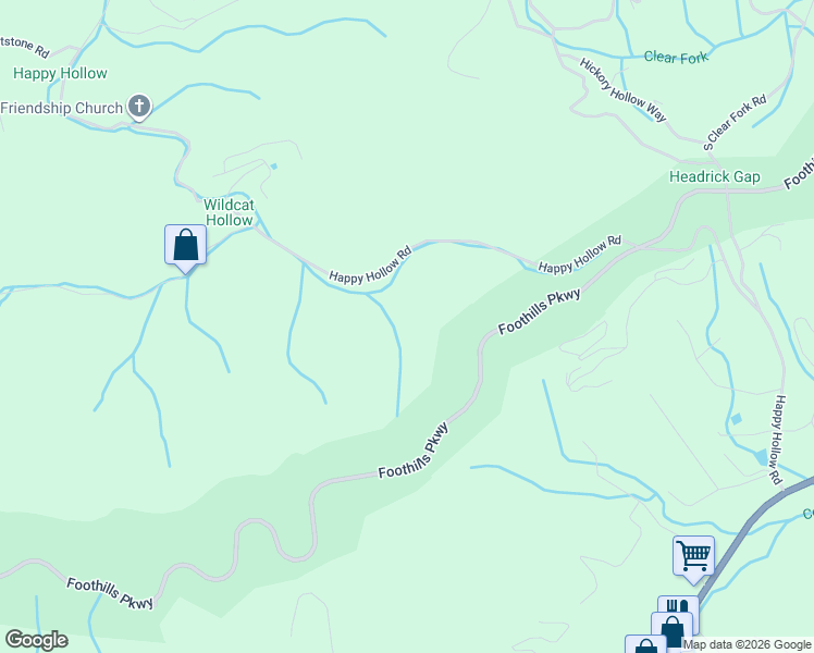 map of restaurants, bars, coffee shops, grocery stores, and more near 2792 Happy Hollow Road in Pigeon Forge