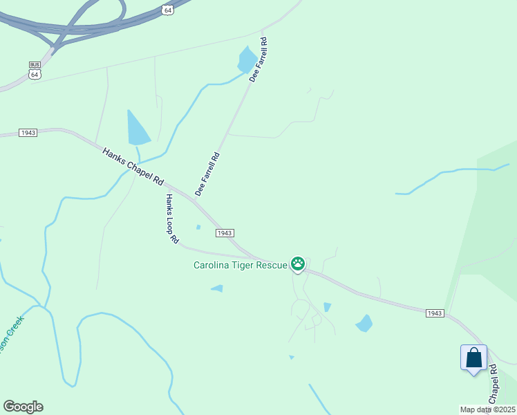 map of restaurants, bars, coffee shops, grocery stores, and more near 445 Dee Farrell Road in Pittsboro