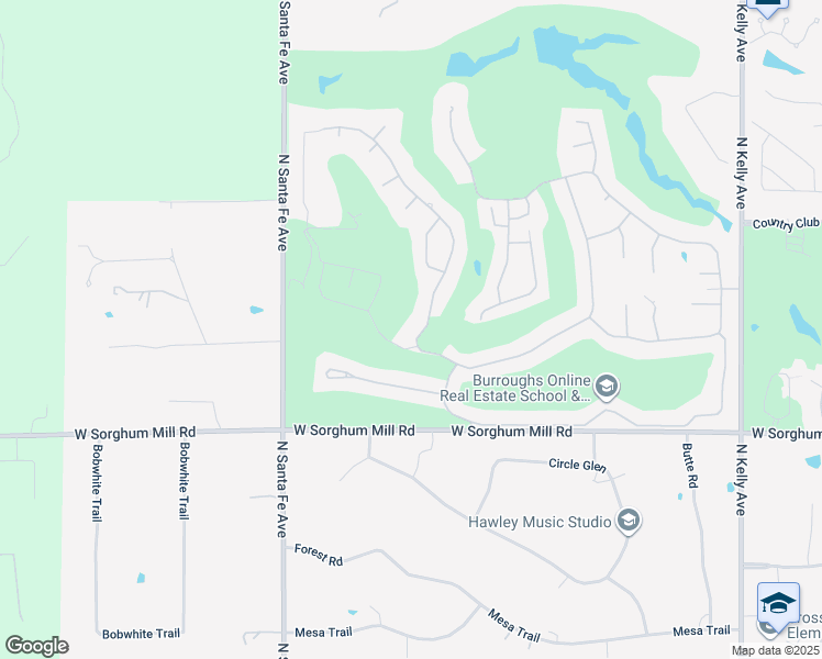 map of restaurants, bars, coffee shops, grocery stores, and more near 5801 Oak Forest Road in Edmond