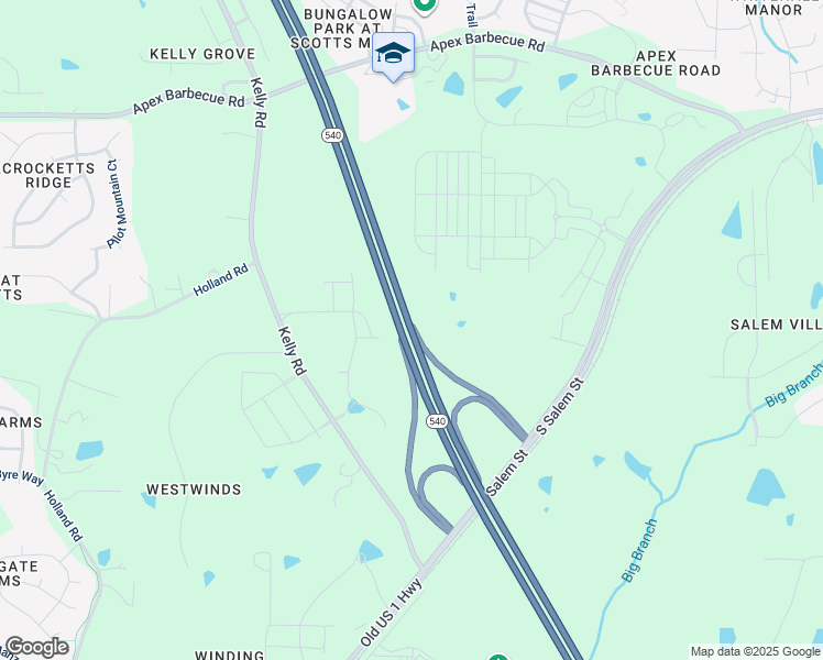 map of restaurants, bars, coffee shops, grocery stores, and more near Western Wake Freeway in Apex
