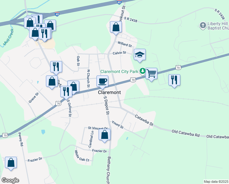 map of restaurants, bars, coffee shops, grocery stores, and more near 2883 South Lookout Street in Claremont