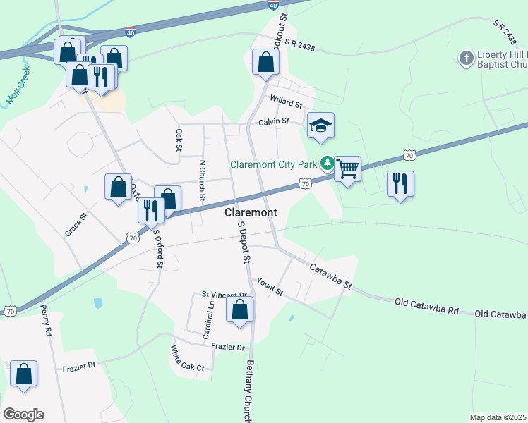 map of restaurants, bars, coffee shops, grocery stores, and more near 2883 South Lookout Street in Claremont