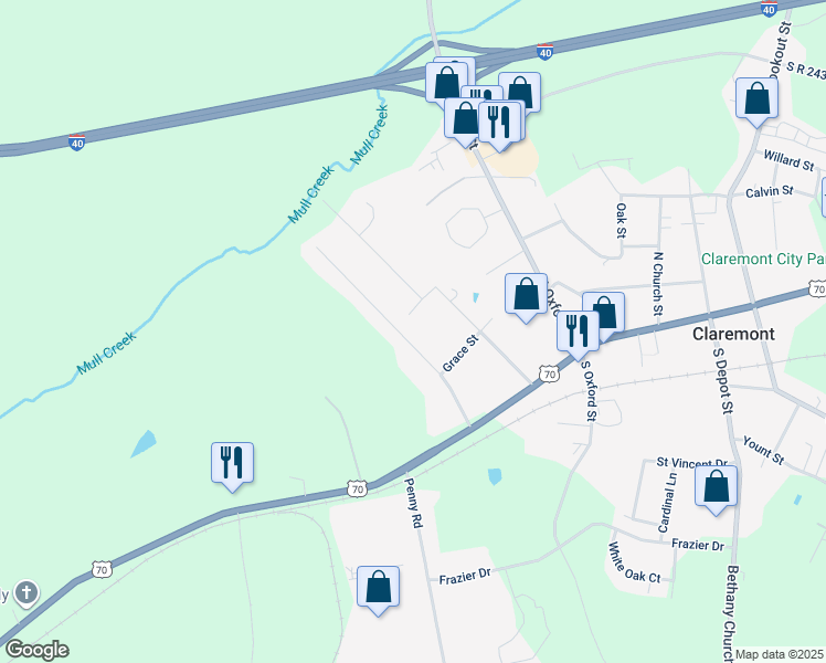 map of restaurants, bars, coffee shops, grocery stores, and more near 2876 Dogwood Drive in Claremont