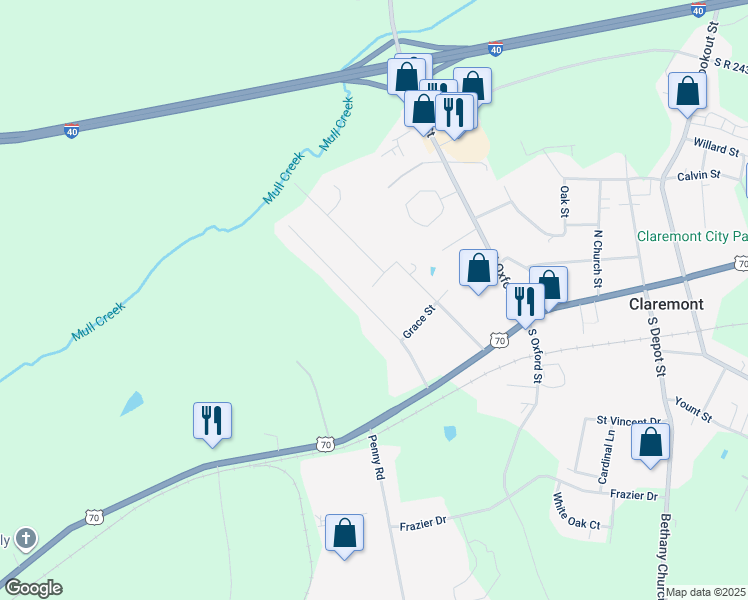 map of restaurants, bars, coffee shops, grocery stores, and more near 2876 Dogwood Drive in Claremont