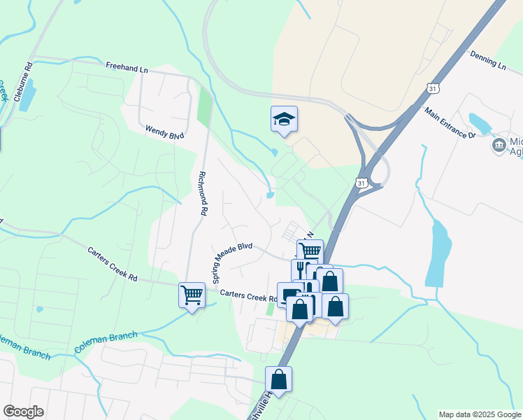 map of restaurants, bars, coffee shops, grocery stores, and more near 2732 Belle Meade Place in Columbia
