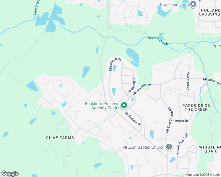 map of restaurants, bars, coffee shops, grocery stores, and more near 3125 Mavisbank Circle in Apex
