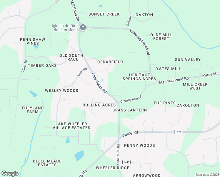 map of restaurants, bars, coffee shops, grocery stores, and more near 5405 Olde South Road in Raleigh