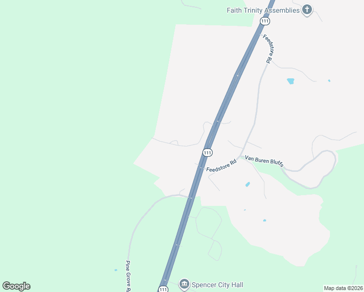 map of restaurants, bars, coffee shops, grocery stores, and more near 142 Mountain Crest Drive in Spencer