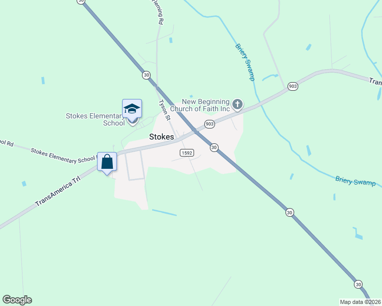 map of restaurants, bars, coffee shops, grocery stores, and more near 3042-3072 Clemons Street in Stokes