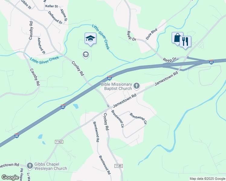 map of restaurants, bars, coffee shops, grocery stores, and more near 111 Quail Drive in Morganton