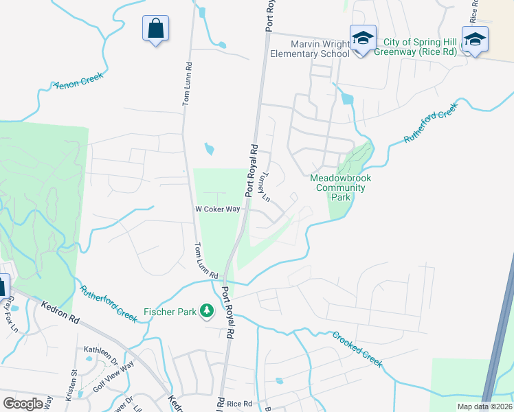 map of restaurants, bars, coffee shops, grocery stores, and more near 101 East Coker Way in Spring Hill