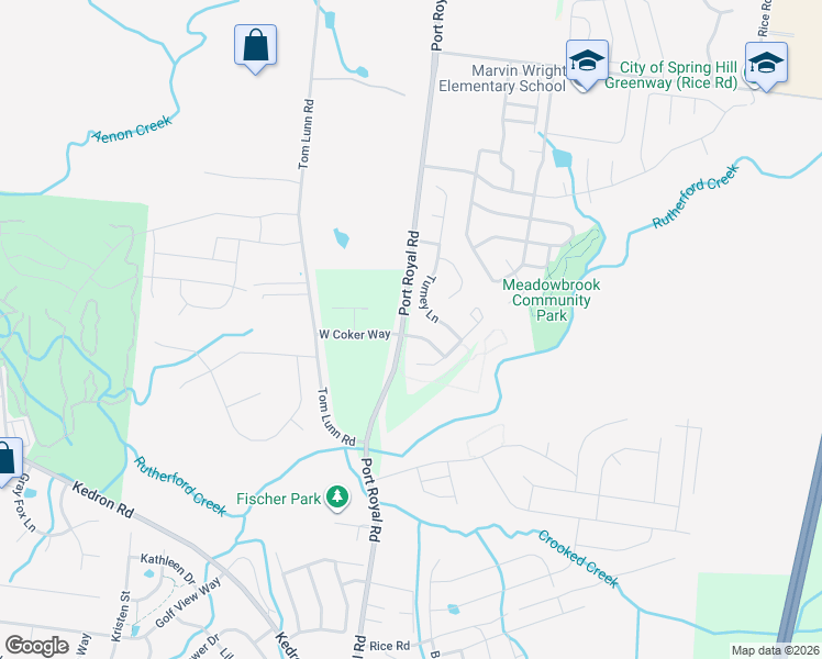 map of restaurants, bars, coffee shops, grocery stores, and more near 101 East Coker Way in Spring Hill
