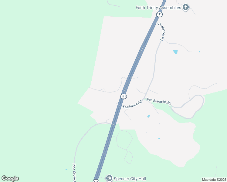 map of restaurants, bars, coffee shops, grocery stores, and more near 142 Mountain Crest Drive in Spencer