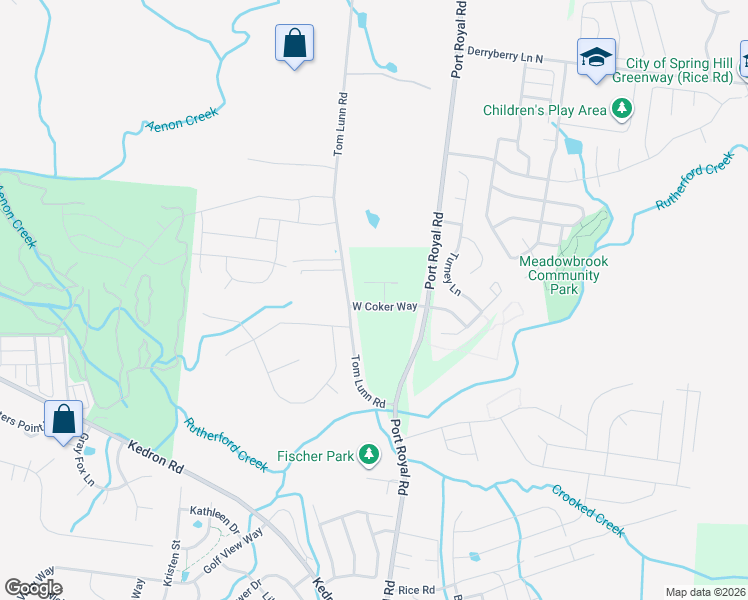 map of restaurants, bars, coffee shops, grocery stores, and more near 746 West Coker Way in Spring Hill
