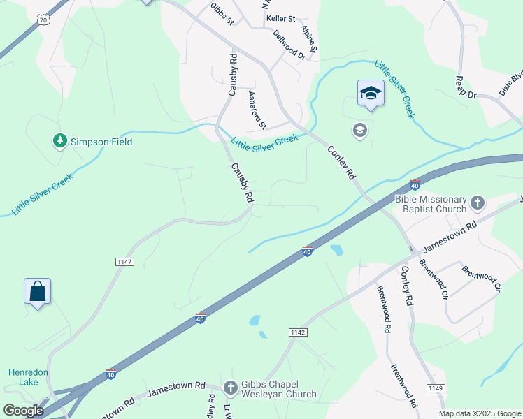 map of restaurants, bars, coffee shops, grocery stores, and more near 102 Hickory Hills Drive in Morganton