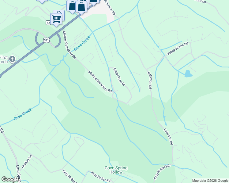 map of restaurants, bars, coffee shops, grocery stores, and more near 3476 Sugar Tree Drive in Sevierville