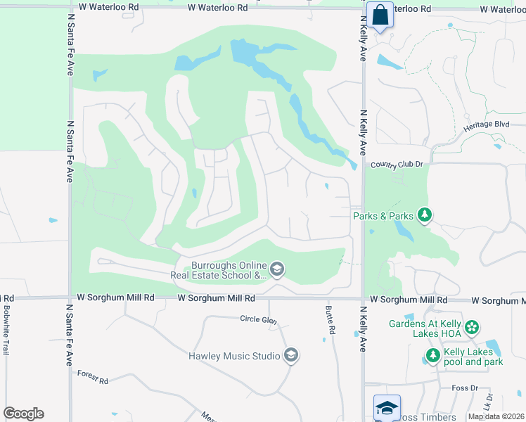 map of restaurants, bars, coffee shops, grocery stores, and more near 5809 Oak Tree Road in Edmond