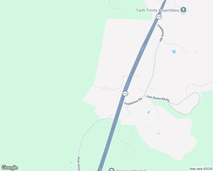 map of restaurants, bars, coffee shops, grocery stores, and more near 142 Mountain Crest Drive in Spencer