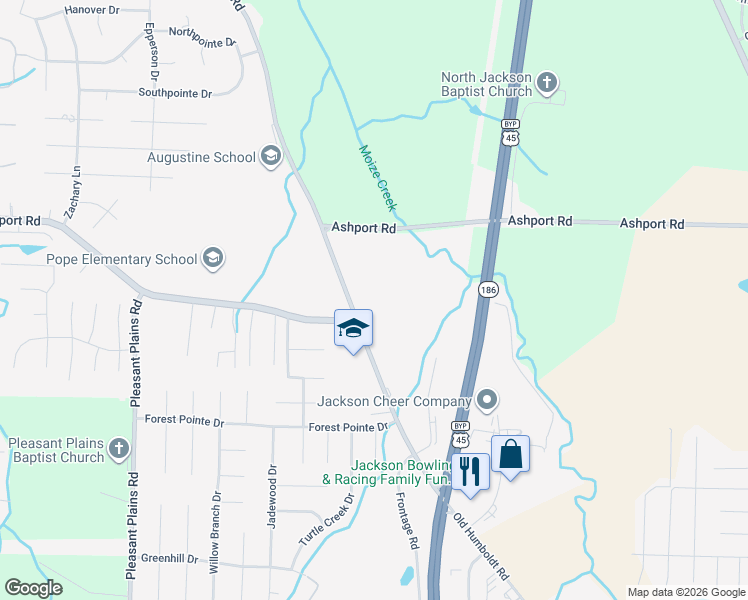 map of restaurants, bars, coffee shops, grocery stores, and more near 1074 Old Humboldt Road in Jackson