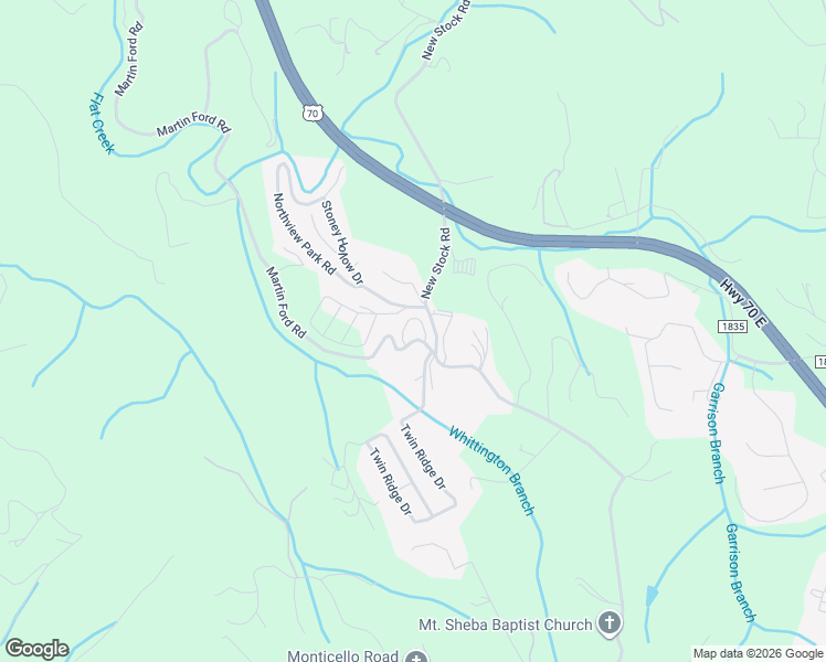 map of restaurants, bars, coffee shops, grocery stores, and more near 2-98 State Road 1717 in Weaverville