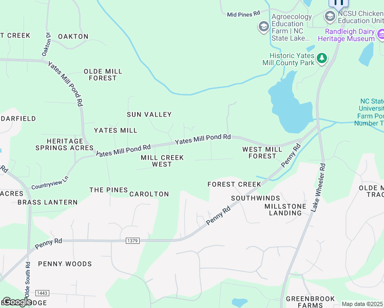 map of restaurants, bars, coffee shops, grocery stores, and more near 3624 Country Cove Lane in Raleigh