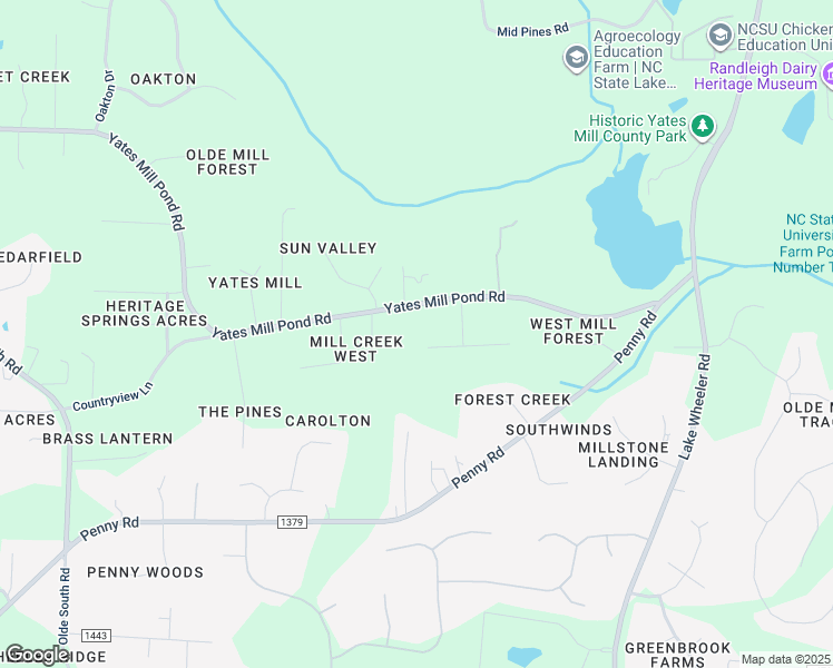map of restaurants, bars, coffee shops, grocery stores, and more near 3624 Country Cove Lane in Raleigh