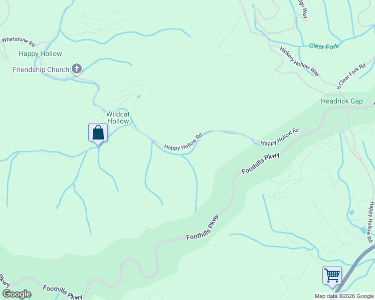 map of restaurants, bars, coffee shops, grocery stores, and more near 2776 Happy Hollow Road in Sevierville