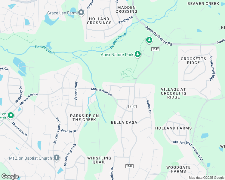 map of restaurants, bars, coffee shops, grocery stores, and more near 1811 Campione Way in Apex