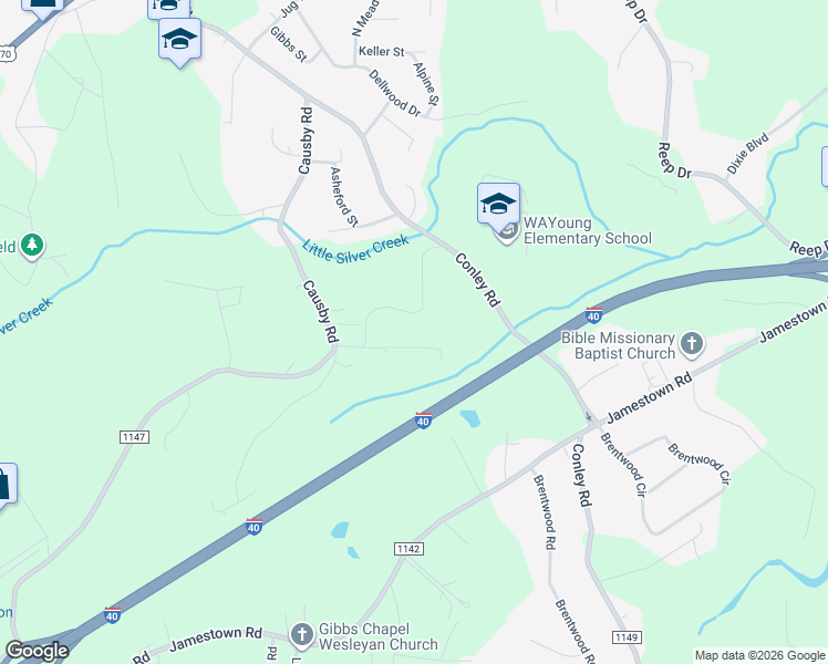 map of restaurants, bars, coffee shops, grocery stores, and more near 308 Conley Road in Morganton