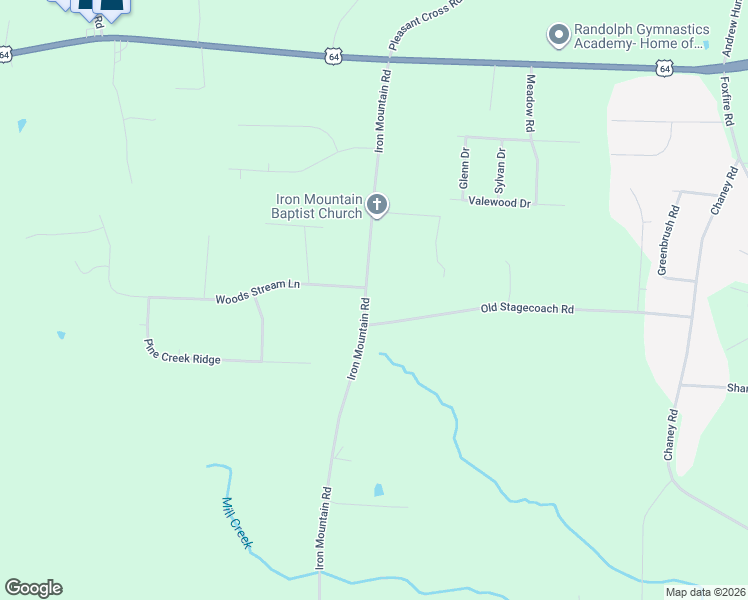 map of restaurants, bars, coffee shops, grocery stores, and more near 409 Iron Mountain Road in Asheboro