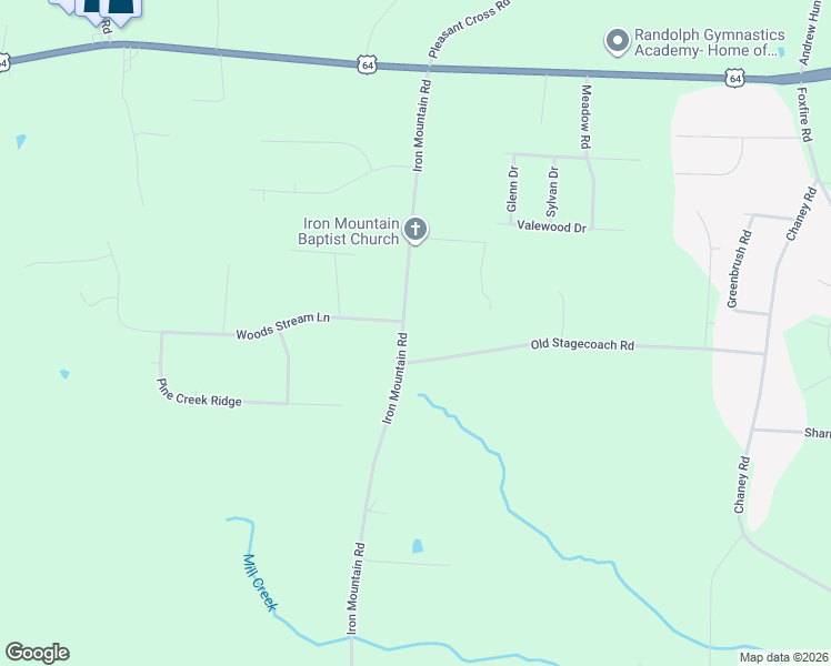 map of restaurants, bars, coffee shops, grocery stores, and more near 409 Iron Mountain Road in Asheboro